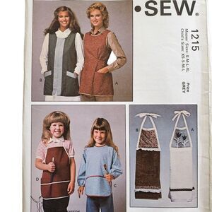 Vintage 80s Kwik Sew Pattern 1215 Uncut Adult Child Aprons Towels